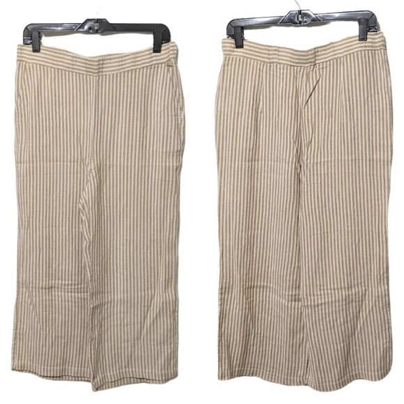KNOT SISTERS Striped Crop Wide Leg Pants L - Picture 1 of 7